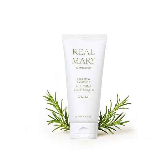 RATED GREEN Real Mary Cold Brew Rosemary Purifying Scalp Scaler with Sea Salt | Korean Deep Cleanse for Dry, Itchy, Flaky Scalp | Hypoallergenic Hair Care for Oily Scalp & Dandruff, 6.76 fl oz