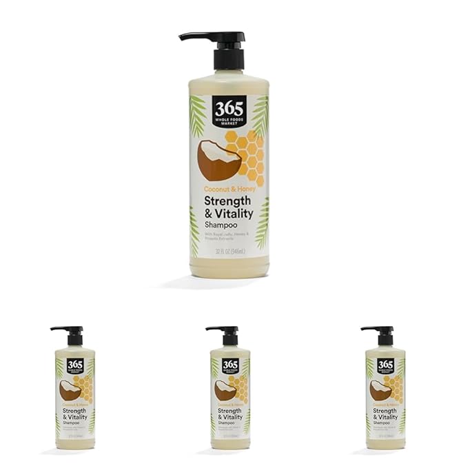 365 by Whole Foods Market, Strength & Vitality Shampoo Coconut & Honey, 32 Fl Oz (Pack of 4)