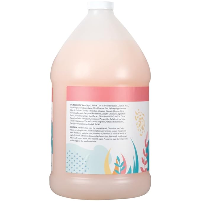 Ginger Lily Farms Botanicals Nourishing Body Wash, Champagne Mimosa, 100% Vegan & Cruelty-Free, Citrus Blend Scent, 1 Gallon Refill (Pack of 4)
