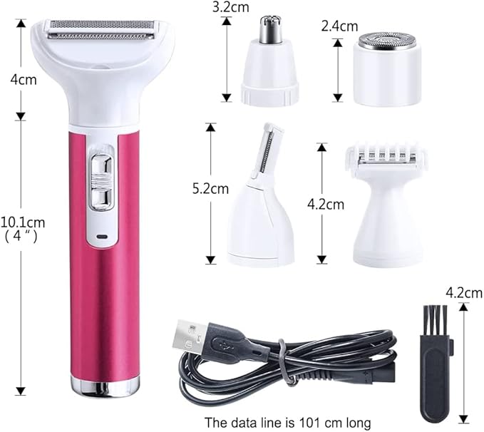 5 in 1 Electric Razor for Women Removal for Body Nose Hair Trimmer Face Shavers Eyebrow Legs Armpit Bikini Area Pubic Underarms Painless Rechargeable Portable Facial Hair Removal