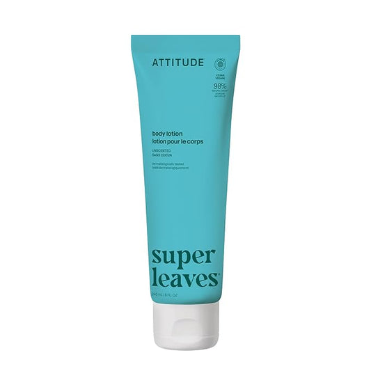 ATTITUDE Body Lotion, EWG Verified Moisturizer, Vegan Skin Care Products, Non-Greasy, Hydrating for Dry Skin, Cruelty Free, Extra Gentle, Unscented, 8 Fl Oz