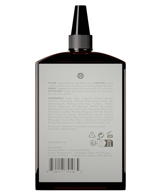 Good&All Dry Itchy Scalp Treatment - Leave-in Itch Relief with Peppermint & Bisabolol, Fragrance-Free, Paraben-Free, Vegan, Cruelty-Free - 5.58 fl oz