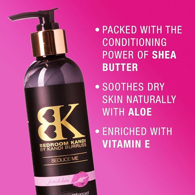 Bedroom Kandi Body Lotion | Pheromone Enhanced Moisturizing Body Lotion by Kandi Burruss | Nourishing Olive Oil, Coconut Oil, Shea Butter | French Kiss Scent | Unisex Scent Bath & Body Product 8.5 oz