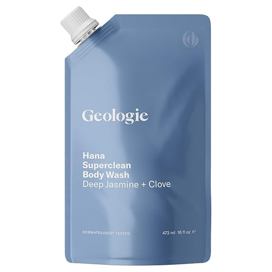 Geologie Hana Superclean Body Wash Refill Pack | Deep Jasmine + Clove Natural Scent | 16 fl oz Sustainable Refill