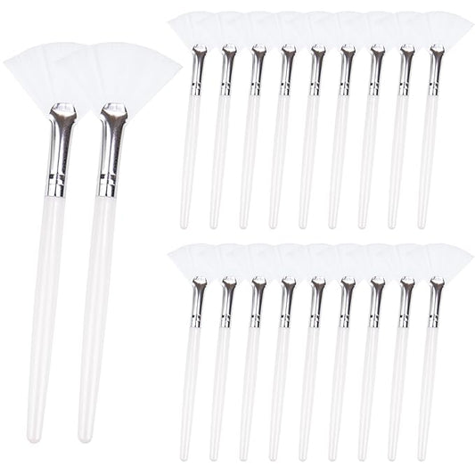 20 Pieces Fan Brushes Facial Applicator Brush Soft Makeup Mask Acid Applicator Brush Esthetician Cosmetic Brush for Mud Cream, Makeup Peel (White)