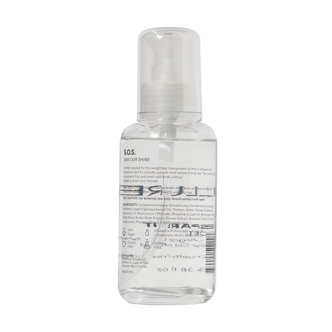 Transparent Hair Oil Treatment, To Support Thicker, Voluminous, Fuller Looking Hair, Infused with Hyaluronic Acid, Biotin, Avocado and Rosemary Oil (3.4 Fl Oz)