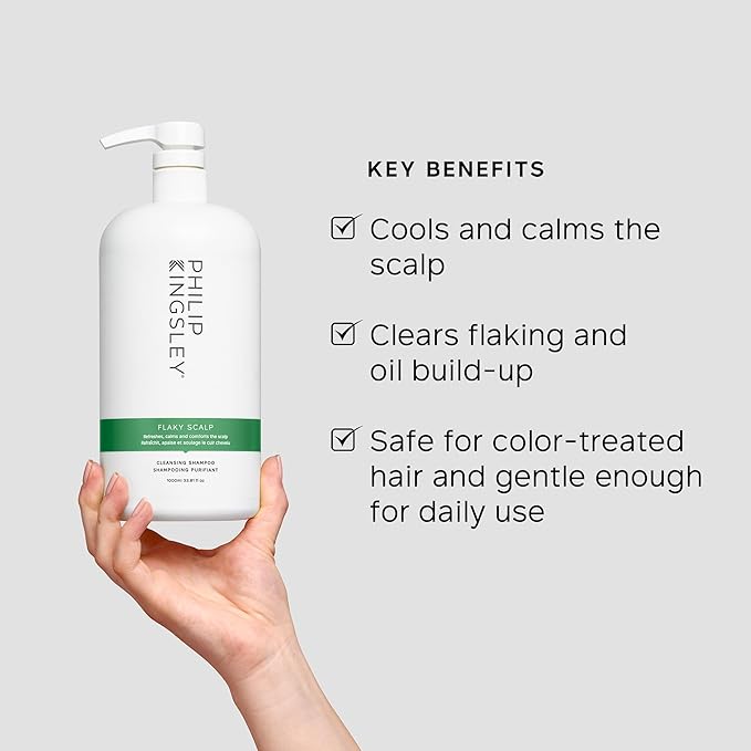 PHILIP KINGSLEY | Flaky Scalp Shampoo | Shampoo For Flaky, Itchy, Dry, Oily Scalps | Cleansing Scalp Care | Hair Shampoo that Hydrates, Soothes and Calms | 1L Pump
