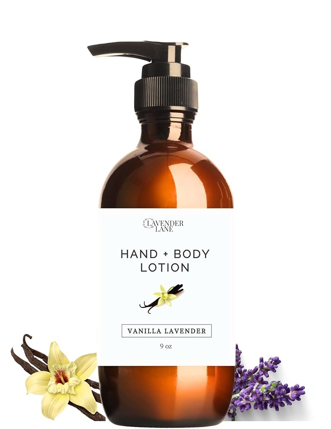 LAVENDER LANE Vanilla Lavender Hand & Body Lotion, 9 oz - Made With Our Lavender Essential Oil, Goat's Milk, Moisturizing Shea Butter, Grown & Made in USA