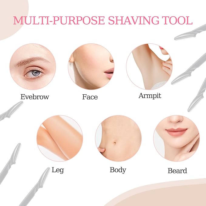 40pcs Eyebrow Razor for Women, Face Shaver Kit Dermaplaning Tool for Peach Fuzz Removal, Stainless Steel Blades with Protective Covers | Eyebrow Trimmer, Facial Hair Removal(Black White Brown)