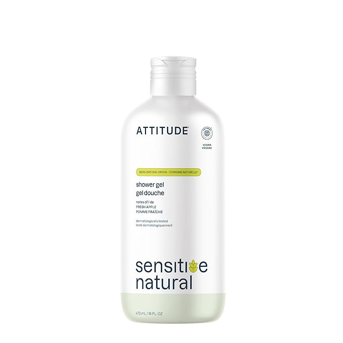 ATTITUDE Body Wash for Sensitive Skin with Oat and Avocado Oil, EWG Verified, Dermatologically Tested, Vegan, 16 Fl Oz