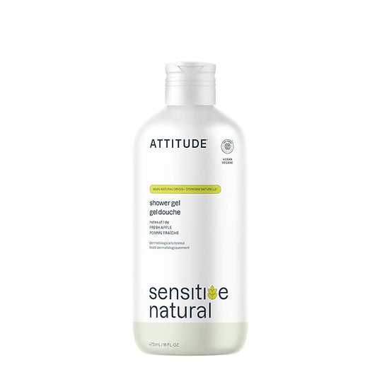 ATTITUDE Body Wash for Sensitive Skin with Oat and Avocado Oil, EWG Verified, Dermatologically Tested, Vegan, 16 Fl Oz