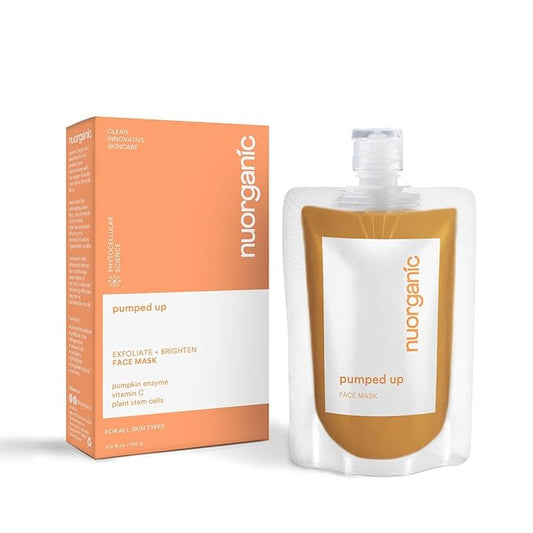 nuorganic ‘Pumped Up’ Pumpkin Enzyme Mask - 120g | Exfoliate and Revitalize with Retinol, Vitamin C, Plant Stem Cells | Vegan, Cruelty-Free Skincare