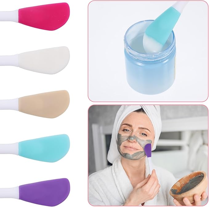 50 Pcs Silicone Face Mask Applicator, 2 in 1 Double-Sided Facial Scrubber Brush Tool, Double-Head Manual Cleansing Brush for Deep Gentle Exfoliating