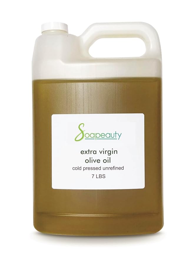 Soapeauty Extra Virgin Olive Oil | 100% Pure & Natural Unrefined Cold-Pressed Carrier Oil | Massage & Body Oil | for Skin, Face, Hair, and Soap Making | Carrier for Essential Oils - 7 Pound