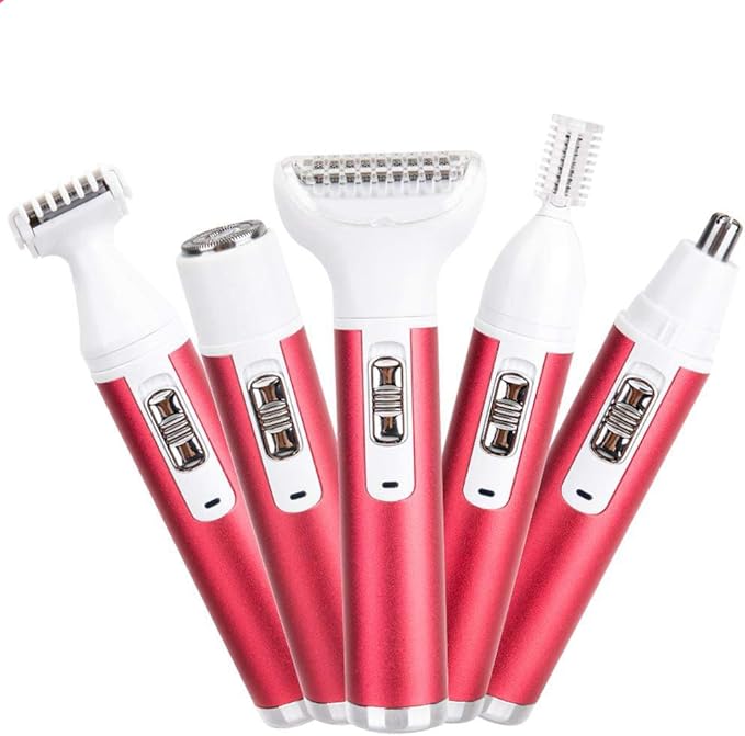 5 in 1 Electric Razor for Women Removal for Body Nose Hair Trimmer Face Shavers Eyebrow Legs Armpit Bikini Area Pubic Underarms Painless Rechargeable Portable Facial Hair Removal