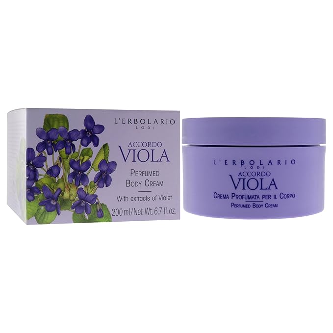 LErbolario Perfumed Body Cream, Accordo Viola, 6.7 oz - Body Lotion - With Extracts of Violet - Floral Powdery Scent - Moisturizing - Cruelty-Free