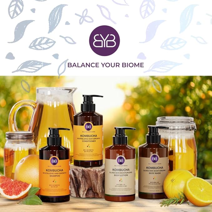 Kombucha Glass-Skin Moisturizing Body Lotion, Fermented soybeans, barley, pear juice, pomegranate,12 types of Vitamin. pH balance, K-Beauty,16.9 fl.oz.500ml,No Silicone.Mesh-like texture wraps skin.