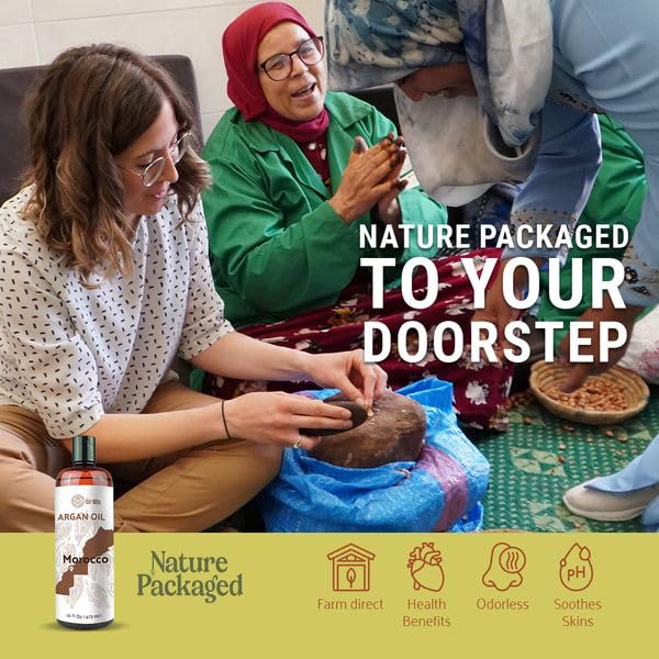 Argan Oil - By EIR Argan Oil of Morocco - Argan Oils for Hair, Face, Body and Skin - Moroccan Hair Oil Hair Growth (8oz)