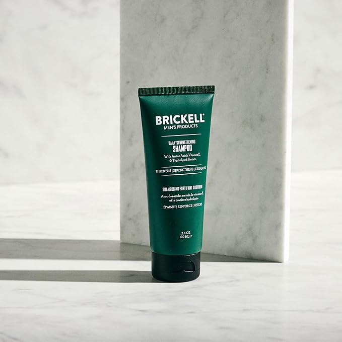 Brickell Men's Products Daily Strengthening Shampoo for Men, Natural and Organic Featuring Mint and Tea Tree Oil To Soothe Dry and Itchy Scalp, Sulfate Free and Paraben Free, 3.4 Ounce, Scented