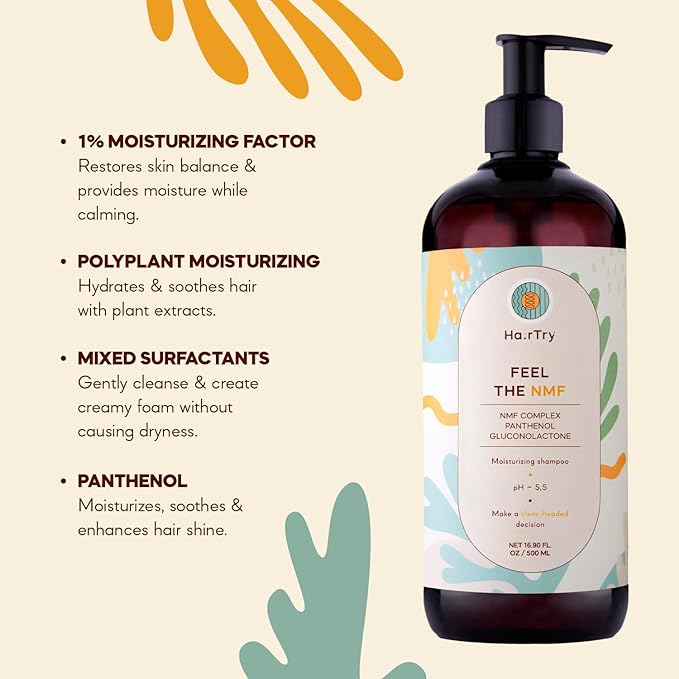 HairTry - Feel The NMF – Family Hydrating Shampoo for Scalp and Hair – With Polyplant Moisturizing Complex, Panthenol, and NMF – Net 17.59 Fl. Oz/ 500 ml