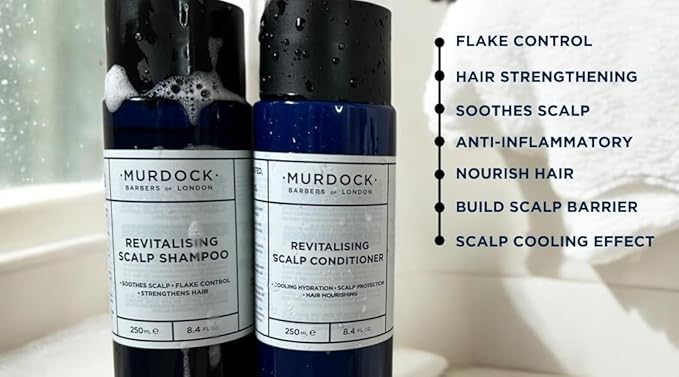 Murdock London Revitalising Scalp Shampoo | Flake Control, Anti-dandruff, promote a healthy scalp | Made in England | 250ml