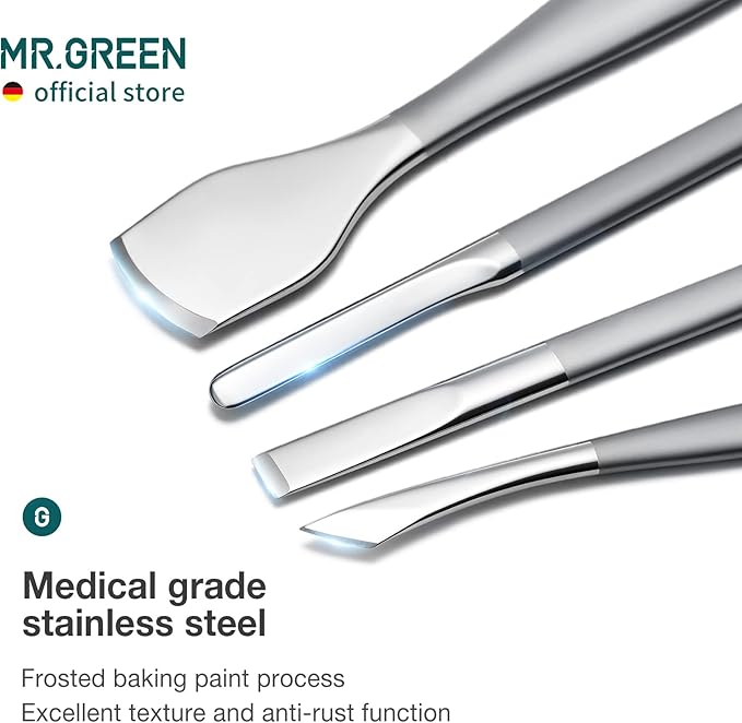 MR.GREEN Pedicure Knife Set Professional Ingrown Toenail Clippers Foot Care Tools Stainless Steel Nail Cuticle Nippers Remover Kits (4 Pcs Set)