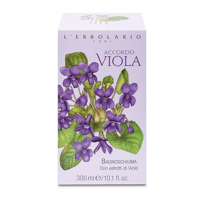 LErbolario Shower Gel, Accordo Viola, 10.1 oz - With Extracts of Violet - Floral Powdery Scent - Moisturizing and Nourishing Body Wash - Cruelty-Free