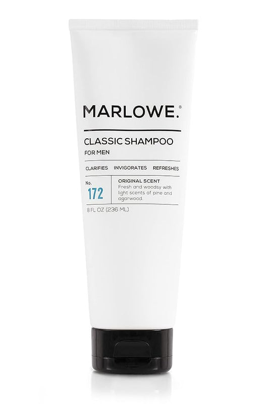 MARLOWE. No.172 Classic Mens Shampoo, Clarifies, Invigorates and Refreshes Hair with Moisturizing Argan Oil & Coconut Oil, All Hair Types, Paraben & Phthalate Free, 8 Fl Oz