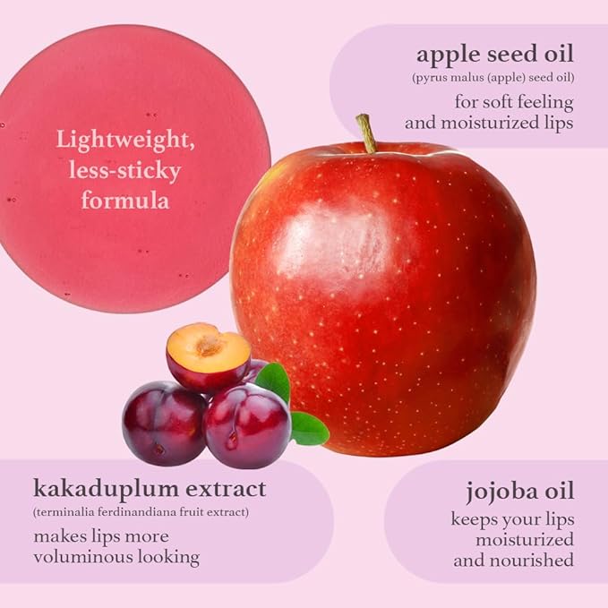 NOONI Korean Lip Oil Set - Appleberry & Appleplum | Long-Lasting, Moisturizing, Plumping, Revitalizing for Dry Lips, Waterproof, No Peel Off 0.12 FL Oz x 2ea