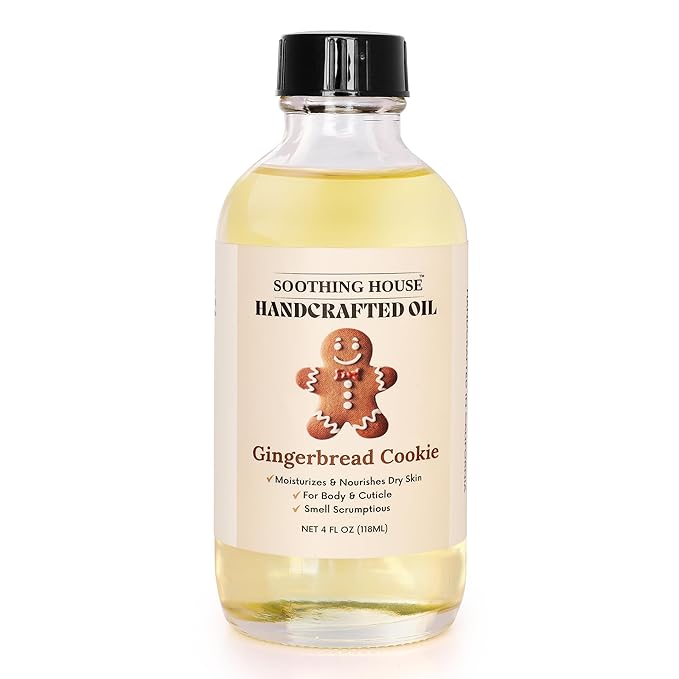 Gingerbread Cookie Body Oil: Moisturizing Body Oil for Soft, Glowing Skin with Almond & Jojoba Oil (4 fl oz)
