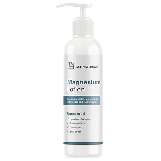 M3 Naturals Unscented Magnesium Lotion for Sleep & Leg Cramps, Suitable for Sensitive Skin, Helps with Muscle Relaxation, Soothes Tired Legs & Foot Aches and Supports Restful Nights, 8 fl oz