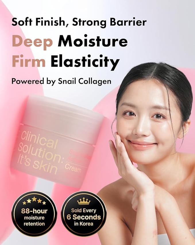 It'S SKIN Snail Collagen Active Cream 1.69 Fl Oz, rich hydrating & firming face cream with snail mucin, dual collagen and ceramide for pore care and long-lasting moisture, Korean Skincare