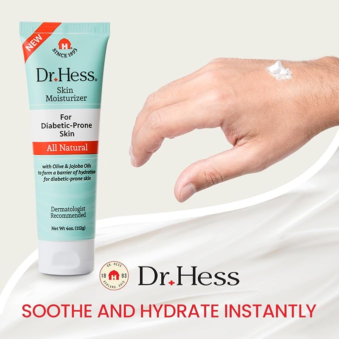 Dr Hess Skin Moisturizer For Diabetic Prone Skin, Nourishing, Moisturizing Body Lotion with Lanolin, Beeswax, Jojoba Oil & Olive Oil, Skin Moisturizer for Dry, Itchy, Rough & Bumpy Skin, 4oz - 2 Pack