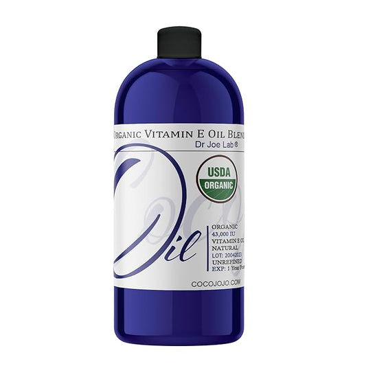 Dr Joe Lab Vitamin E Oil for Skin, Organic Vitamin E Oil for Hair, Face, Body Oil, Pure Natural Cold Pressed Unrefined, Moisturizes & Nourishes, Non-GMO - 16 Oz