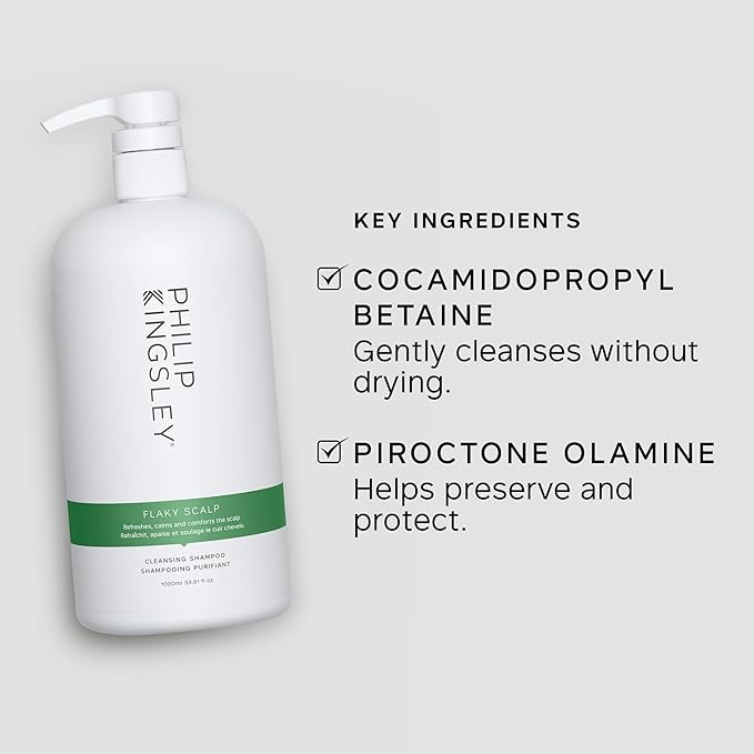 PHILIP KINGSLEY | Flaky Scalp Shampoo | Shampoo For Flaky, Itchy, Dry, Oily Scalps | Cleansing Scalp Care | Hair Shampoo that Hydrates, Soothes and Calms | 1L Pump