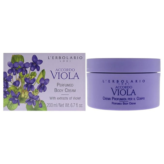 LErbolario Perfumed Body Cream, Accordo Viola, 6.7 oz - Body Lotion - With Extracts of Violet - Floral Powdery Scent - Moisturizing - Cruelty-Free