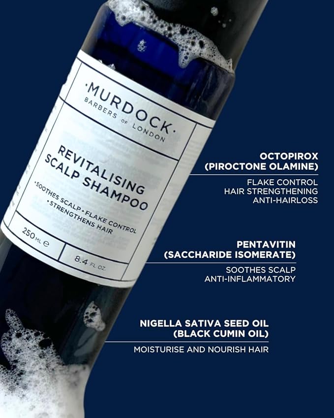 Murdock London Revitalising Scalp Shampoo | Flake Control, Anti-dandruff, promote a healthy scalp | Made in England | 250ml