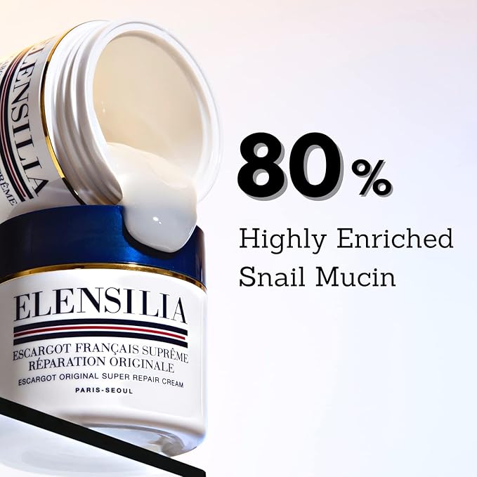 Snail Super Repair Facial Cream 1.76 Oz I 80% 100% Genuine from French Sederma Snail Filtrate with Collagen, Ceramide, 8 Types of Hyaluronic Acids | All In One Cream for All Skin Types