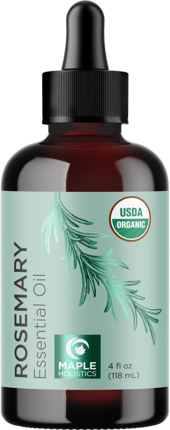 Certified Organic Rosemary Oil for Hair - Extra Large 100% Pure USDA Organic Rosemary Essential Oil for Hair Skin and Nails - Oil for Dry Scalp Treatment and Enhanced Volume and Shine