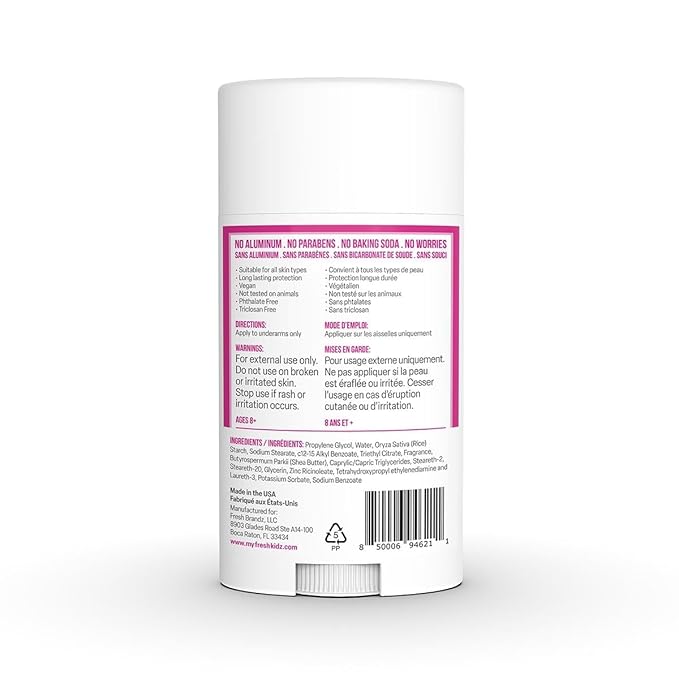 Fresh Kidz Body Wash 16.9 fl.oz. and Stick Deodorant 2.65 oz for Kids and Teens - Girls "Pink" Set