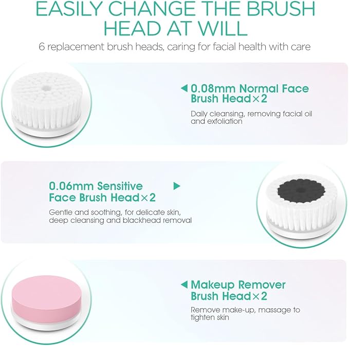 VOYOR Facial Cleansing Brush Electric for Deep Skin Cleansing Face Scrubber Rechargeable for Exfoliating and Removing Blackhead Spin Face Brush for Massaging, Remove Makeup Facial Brush FB101