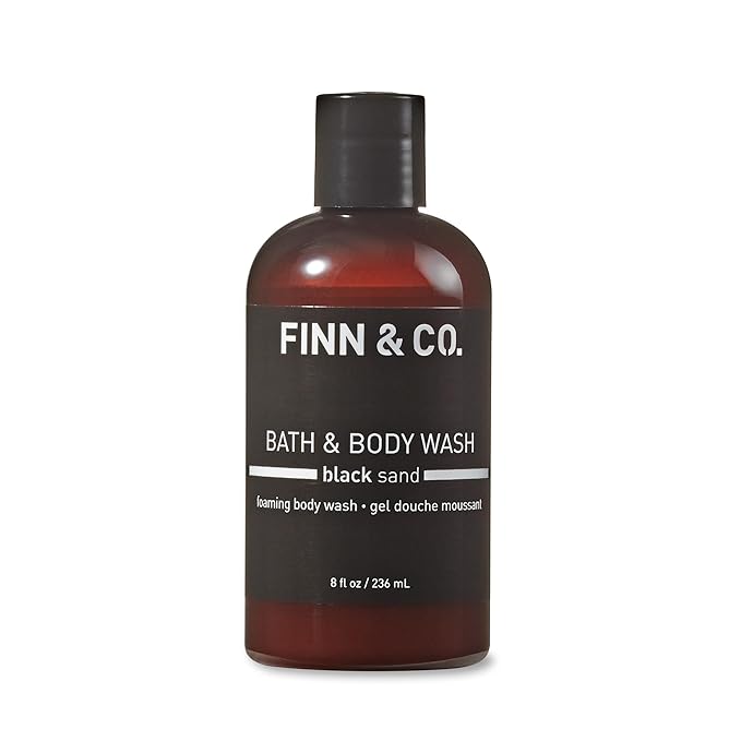 FINN & CO. Black Sand Body Wash - Beach Inspired Scent with Aloe & Green Tea - Gently Cleanses, Soothes & Softens Skin - Cruelty Free Body Cleanser for Men & Women | 8 oz