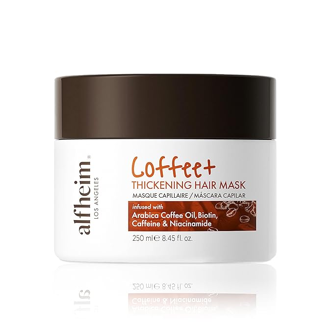 Alfheim Coffee+ Thickening Hair Mask | Biotin & Caffeine for Fine & Thinning Hair | Deep Conditioning & Strengthening Treatment | Moisturizes, Repairs & Adds Volume | Sulfate-Free & Color-Safe 8.45 oz