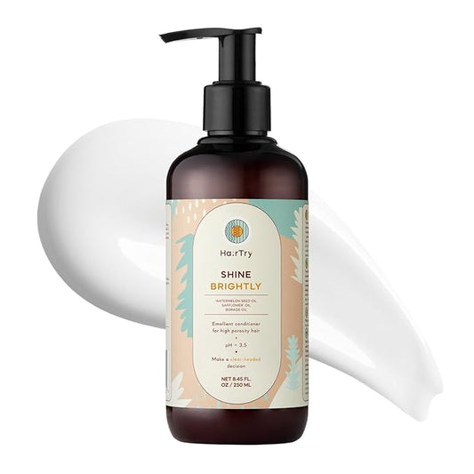 HairTry - Shine Brightly Emollient Conditioner for High-Porosity Hair – Nourishing Watermelon Seed Oil – Rejuvenating Borage Seed Oil – Net 5.88 Fl. Oz/ 250 ml
