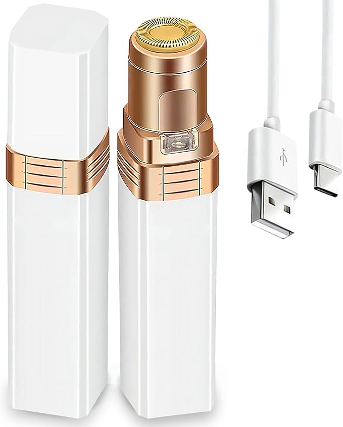 Facial Hair Remover, Women Facial Hair Removal Electric Facial Hair Trimmer Facial Hair Shaver Built-in Led Light for Lips Chin Cheeks Peach