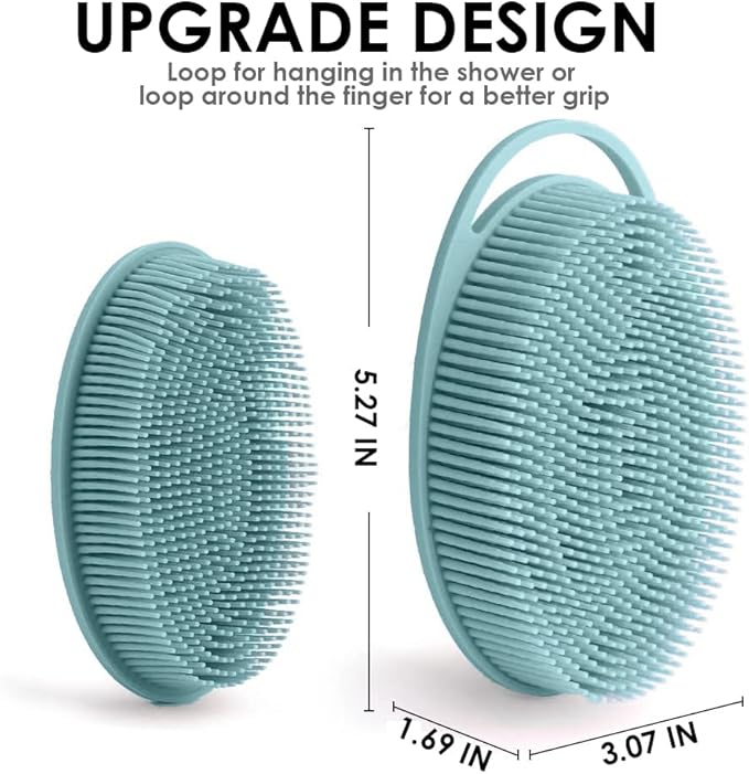 2-in-1 Silicone Facial Cleansing Brush & Body Scrubber - Dual-Sided Exfoliator for Face/Shower, Massage, Blackhead & Makeup Removal, Mud/Lotion Applicator, Soft Sensitive Skin-Friendly