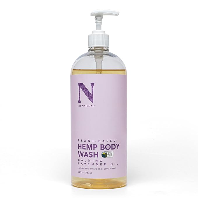 Dr. Natural Hemp Body Wash - Natural for Sensitive Skin - Moisturizing - Anti-Aging and Acne Reduction - Calming Lavender - 32 oz