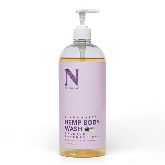 Dr. Natural Hemp Body Wash - Natural for Sensitive Skin - Moisturizing - Anti-Aging and Acne Reduction - Calming Lavender - 32 oz