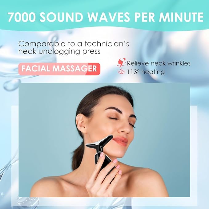 Red-Light-Therapy-for-Face and Neck with 7 Color, Facial Massager for Face and Neck, Face 𝖲 culpting Wand (Black)