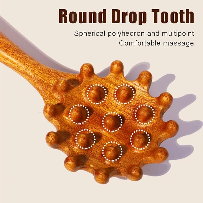 Wooden Trigger Point Massage Tool,Sandalwood Comb Head Massager,Gua Sha Comb Tool for Headache,Back,Neck,Shoulder Relaxation
